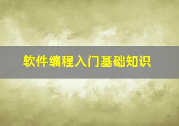 软件编程入门基础知识