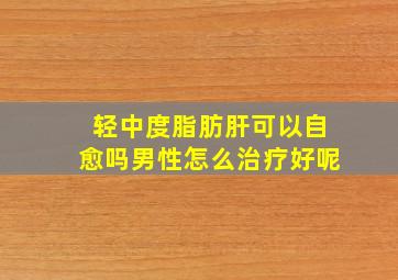 轻中度脂肪肝可以自愈吗男性怎么治疗好呢