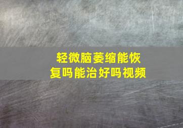 轻微脑萎缩能恢复吗能治好吗视频