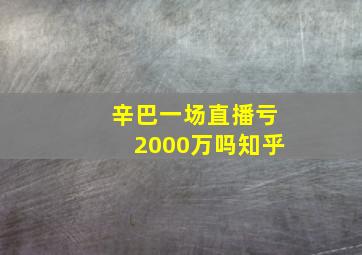 辛巴一场直播亏2000万吗知乎