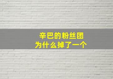 辛巴的粉丝团为什么掉了一个