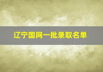 辽宁国网一批录取名单