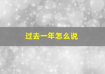 过去一年怎么说