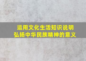 运用文化生活知识说明弘扬中华民族精神的意义