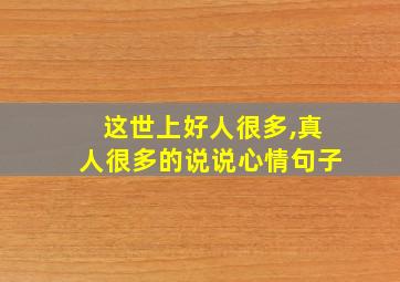 这世上好人很多,真人很多的说说心情句子