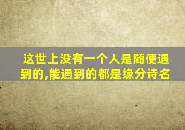 这世上没有一个人是随便遇到的,能遇到的都是缘分诗名