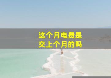 这个月电费是交上个月的吗