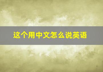 这个用中文怎么说英语