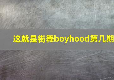 这就是街舞boyhood第几期