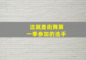 这就是街舞第一季参加的选手