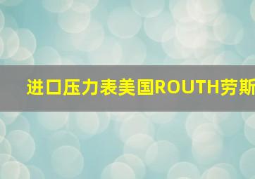 进口压力表美国ROUTH劳斯