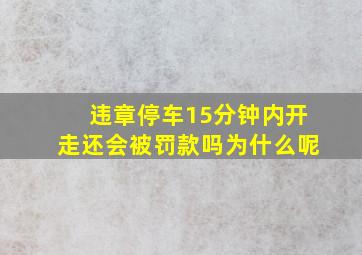 违章停车15分钟内开走还会被罚款吗为什么呢