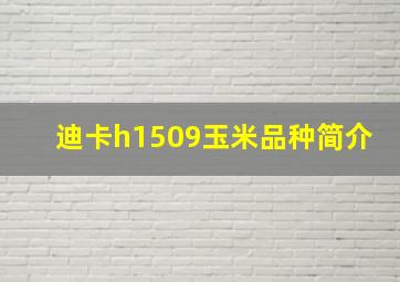 迪卡h1509玉米品种简介