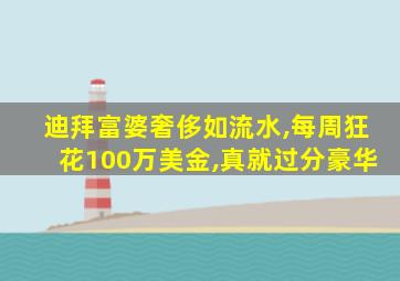 迪拜富婆奢侈如流水,每周狂花100万美金,真就过分豪华