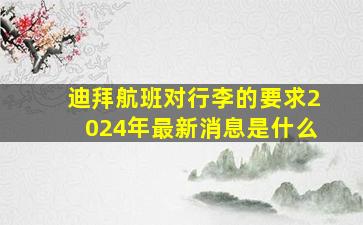 迪拜航班对行李的要求2024年最新消息是什么