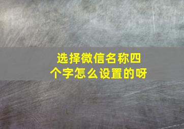 选择微信名称四个字怎么设置的呀