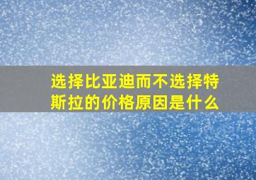 选择比亚迪而不选择特斯拉的价格原因是什么