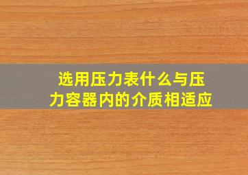 选用压力表什么与压力容器内的介质相适应