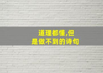 道理都懂,但是做不到的诗句