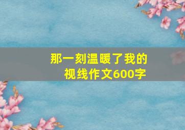 那一刻温暖了我的视线作文600字