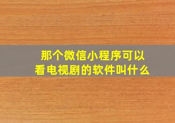 那个微信小程序可以看电视剧的软件叫什么