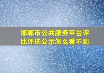 邯郸市公共服务平台评比评选公示怎么看不到