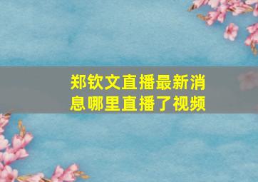 郑钦文直播最新消息哪里直播了视频