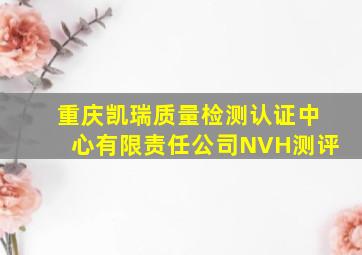 重庆凯瑞质量检测认证中心有限责任公司NVH测评