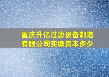 重庆升亿过滤设备制造有限公司实缴资本多少