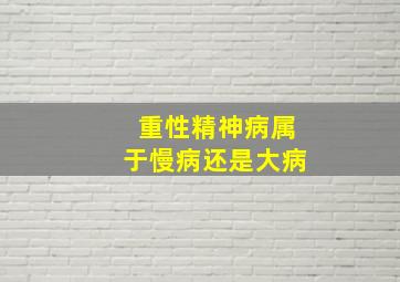 重性精神病属于慢病还是大病