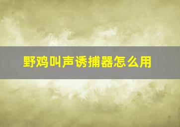 野鸡叫声诱捕器怎么用