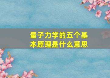 量子力学的五个基本原理是什么意思