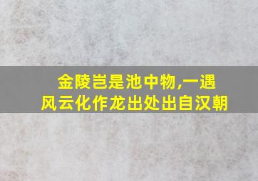 金陵岂是池中物,一遇风云化作龙出处出自汉朝