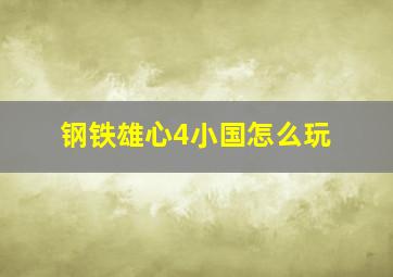 钢铁雄心4小国怎么玩