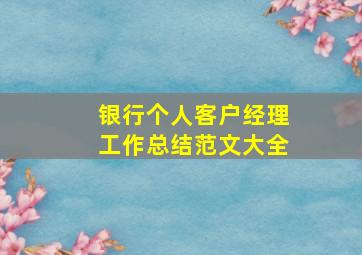 银行个人客户经理工作总结范文大全