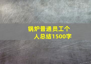 锅炉普通员工个人总结1500字