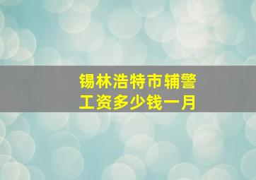 锡林浩特市辅警工资多少钱一月