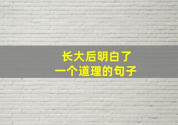 长大后明白了一个道理的句子