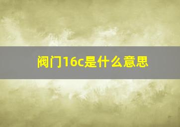 阀门16c是什么意思