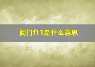 阀门f11是什么意思