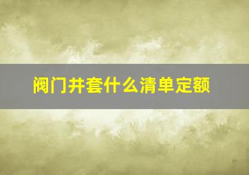 阀门井套什么清单定额