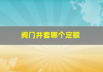 阀门井套哪个定额