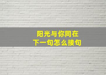 阳光与你同在下一句怎么接句