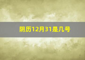 阴历12月31是几号