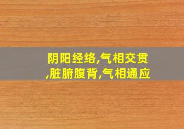 阴阳经络,气相交贯,脏腑腹背,气相通应