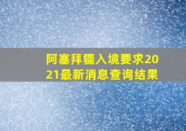 阿塞拜疆入境要求2021最新消息查询结果