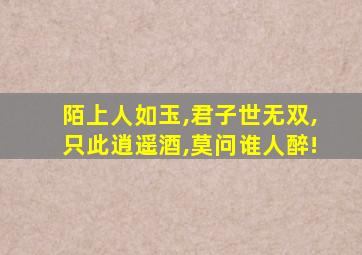 陌上人如玉,君子世无双,只此逍遥酒,莫问谁人醉!