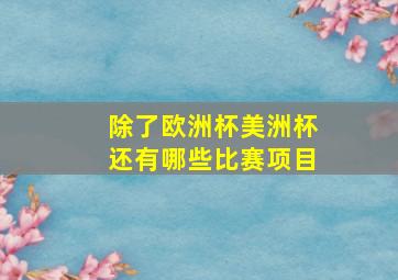 除了欧洲杯美洲杯还有哪些比赛项目