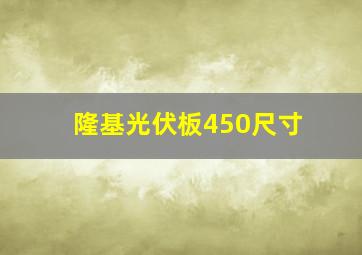 隆基光伏板450尺寸