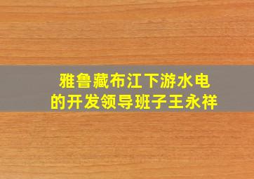 雅鲁藏布江下游水电的开发领导班子王永祥